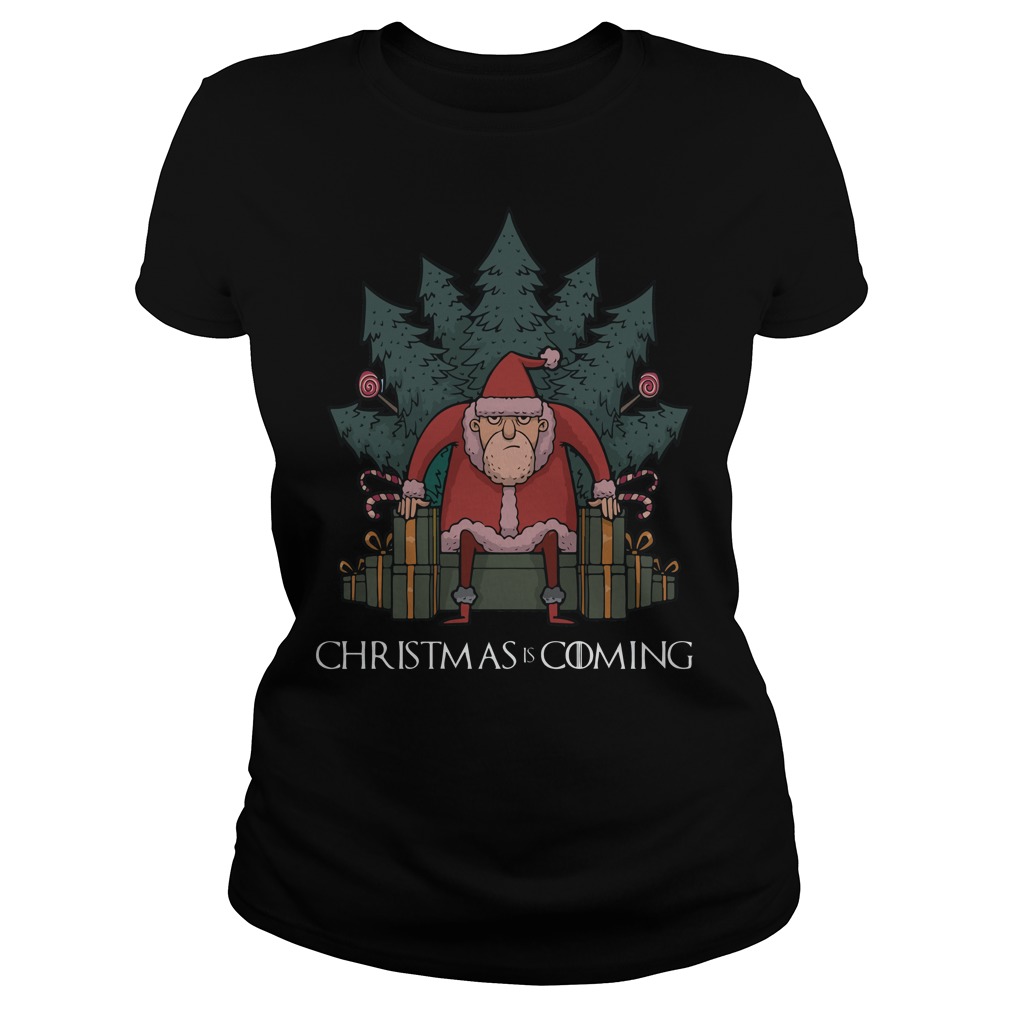 Santa Thrones Christmas Coming Ladies Tee