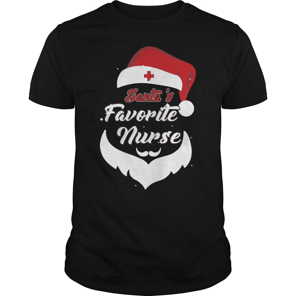 Santas Favorite Nurse Funny Christmas Nursing Guys Tee