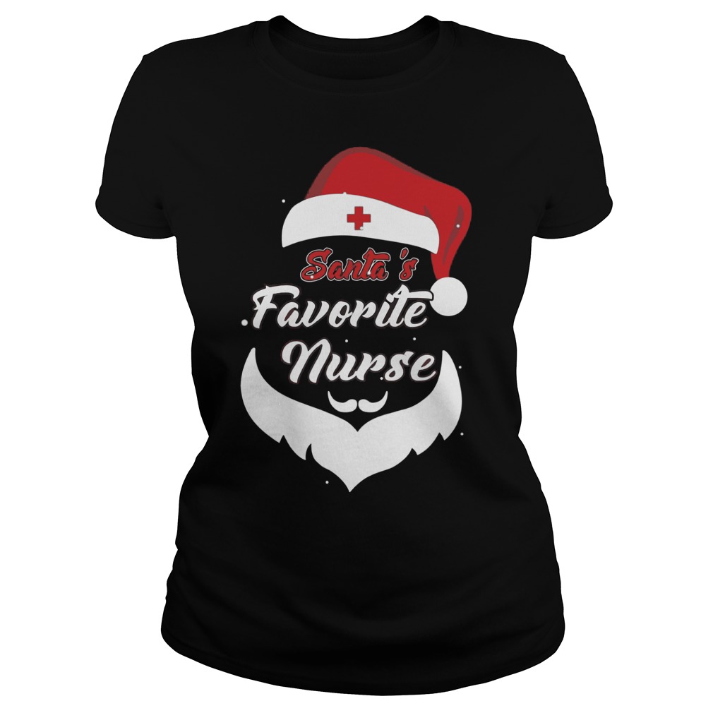 Santas Favorite Nurse Funny Christmas Nursing Ladies Tee