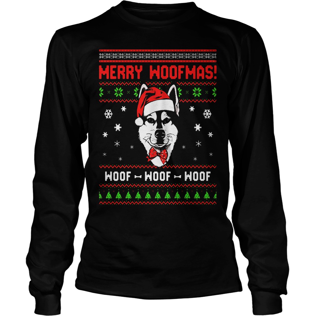 Siberian Husky Dog Merry Woofmas Unisex Longsleeve Tee