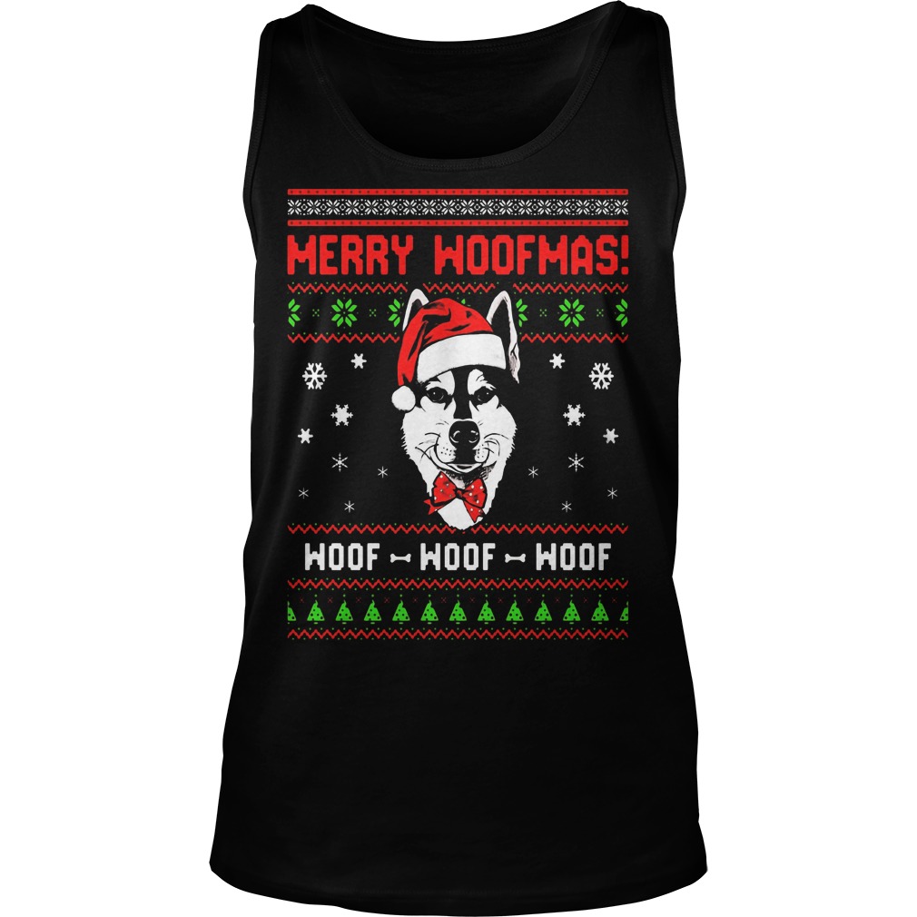 Siberian Husky Dog Merry Woofmas Unisex Tank Top