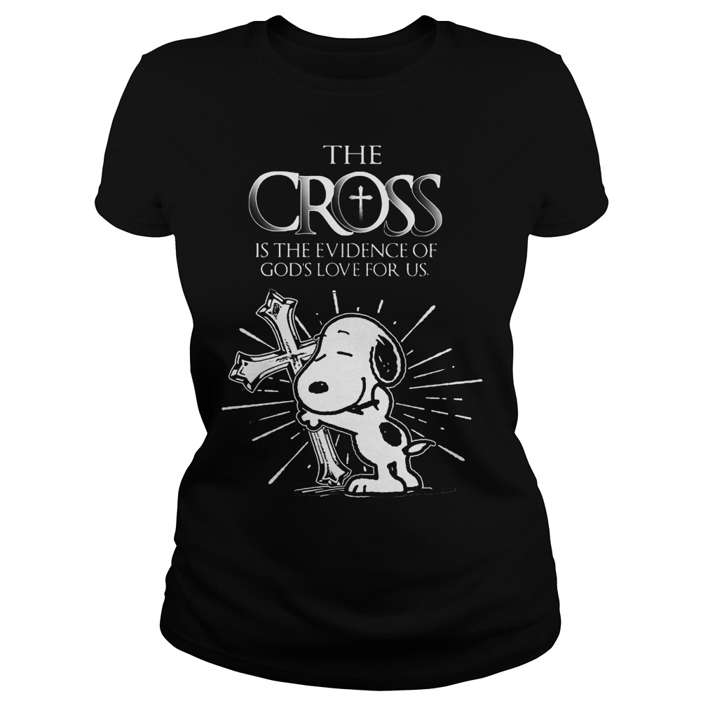 Snoopy Cross Evidence Gods Love Us Ladies Tee