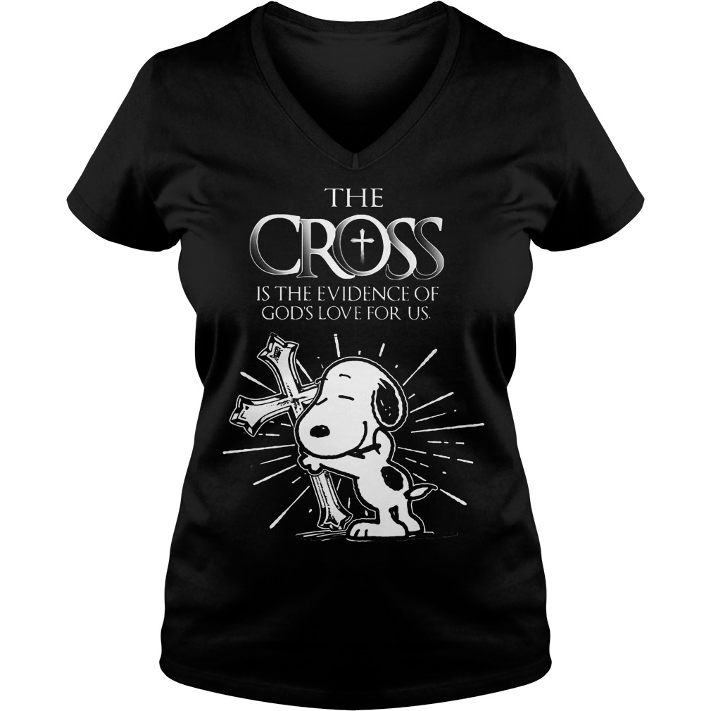 Snoopy Cross Evidence Gods Love Us Ladies V Neck