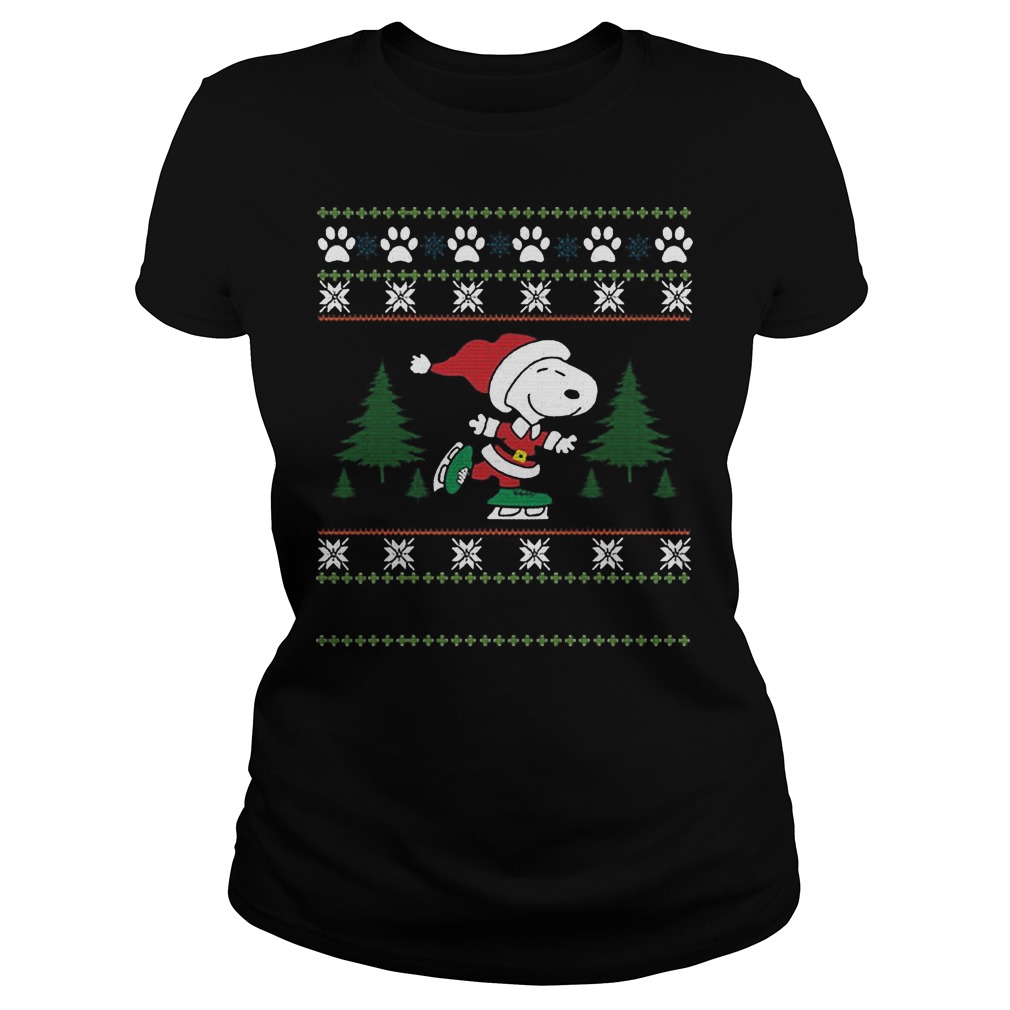 Snoopy Peanuts Skating Sweater Ladies Tee