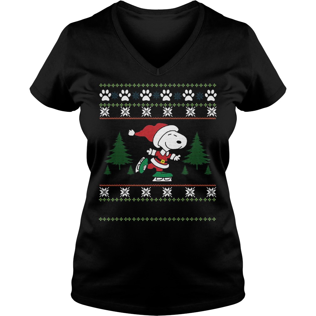 Snoopy Peanuts Skating Sweater Ladies V Neck