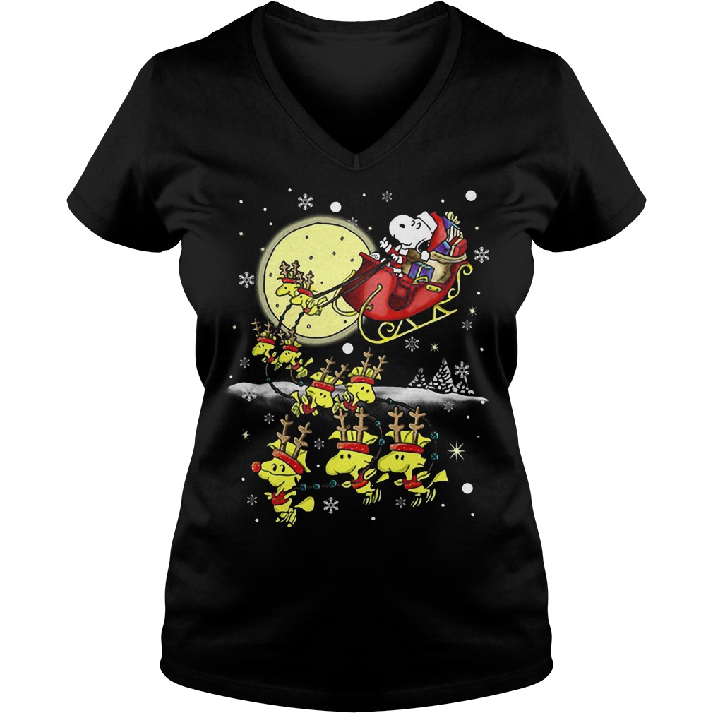 Snoopy Santa Clauss Reindeer Vneck