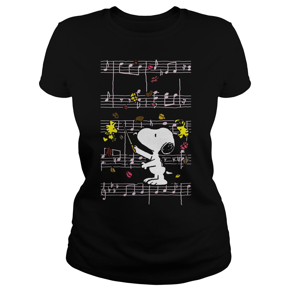 Snoopy Woodstock Music Staves Ladies Tee
