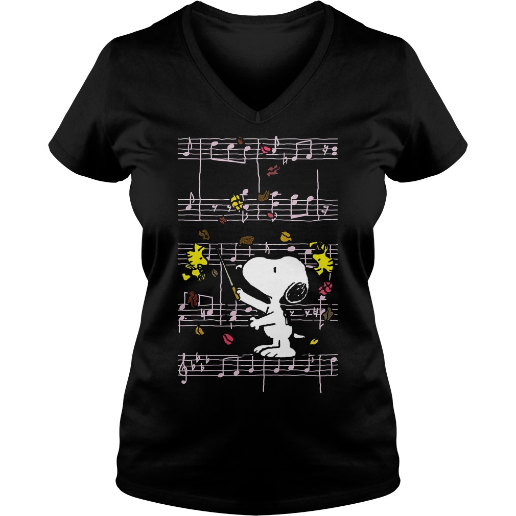 Snoopy Woodstock Music Staves V Neck