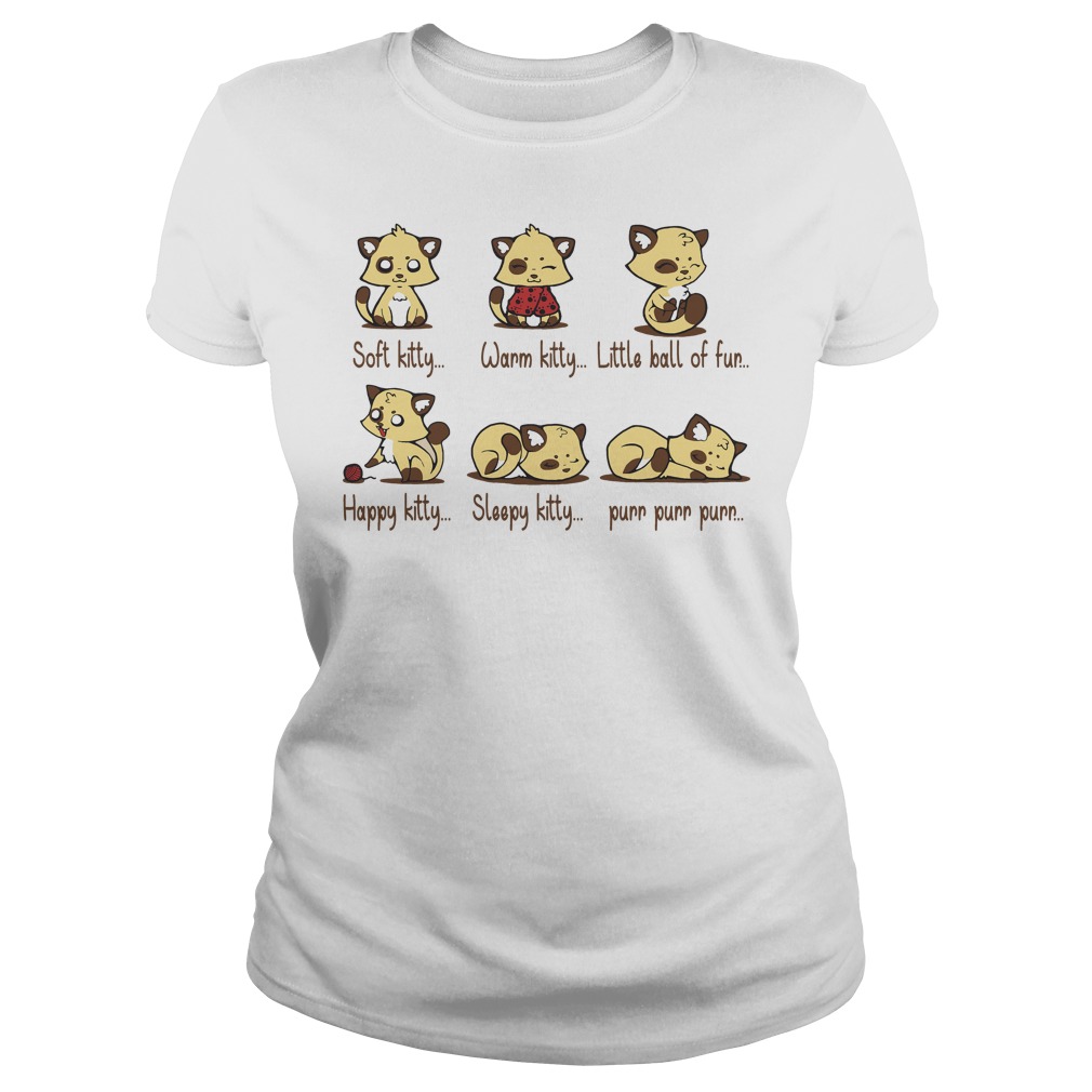 Soft Kitty Warm Little Ball Fun Happy Sleppy Purr Kitty Ladies Tee
