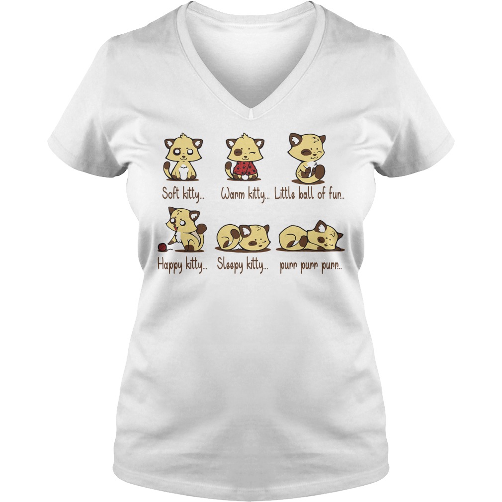 Soft Kitty Warm Little Ball Fun Happy Sleppy Purr Kitty V Neck