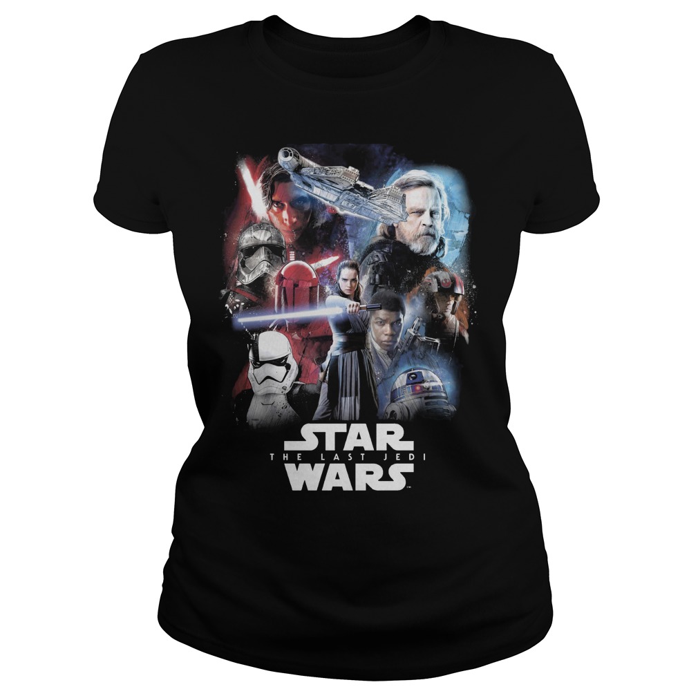 Star Wars Last Jedi Paint Portraits Collage Ladies Tee