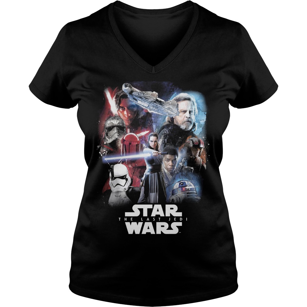 Star Wars Last Jedi Paint Portraits Collage V Neck