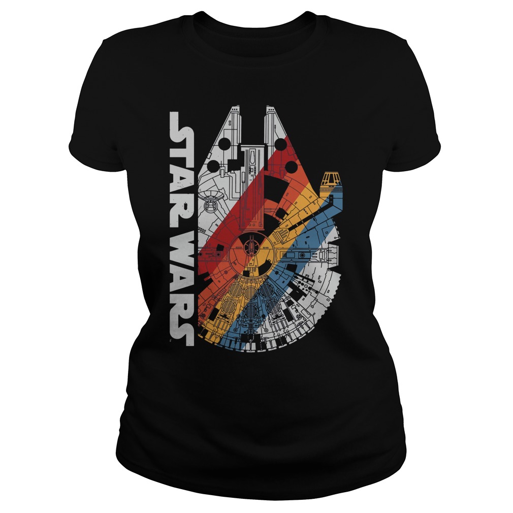 Star Wars Millennium Falcon Wears Retro Stripes Ladies Tee