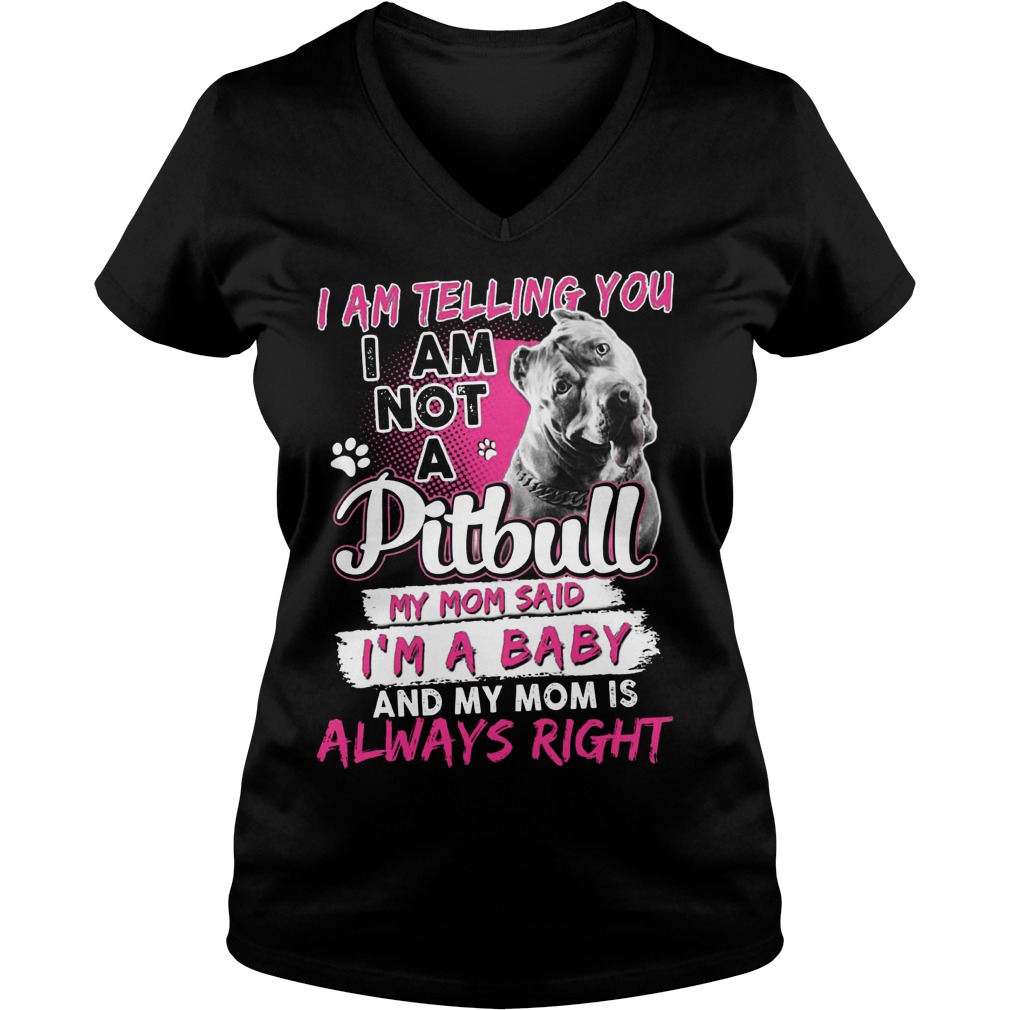 Telling Not Pitbull Mom Said Im Baby Mom Always Right Ladies V Neck