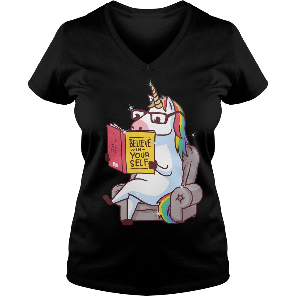 Unicorn Believe Self Ladies V Neck