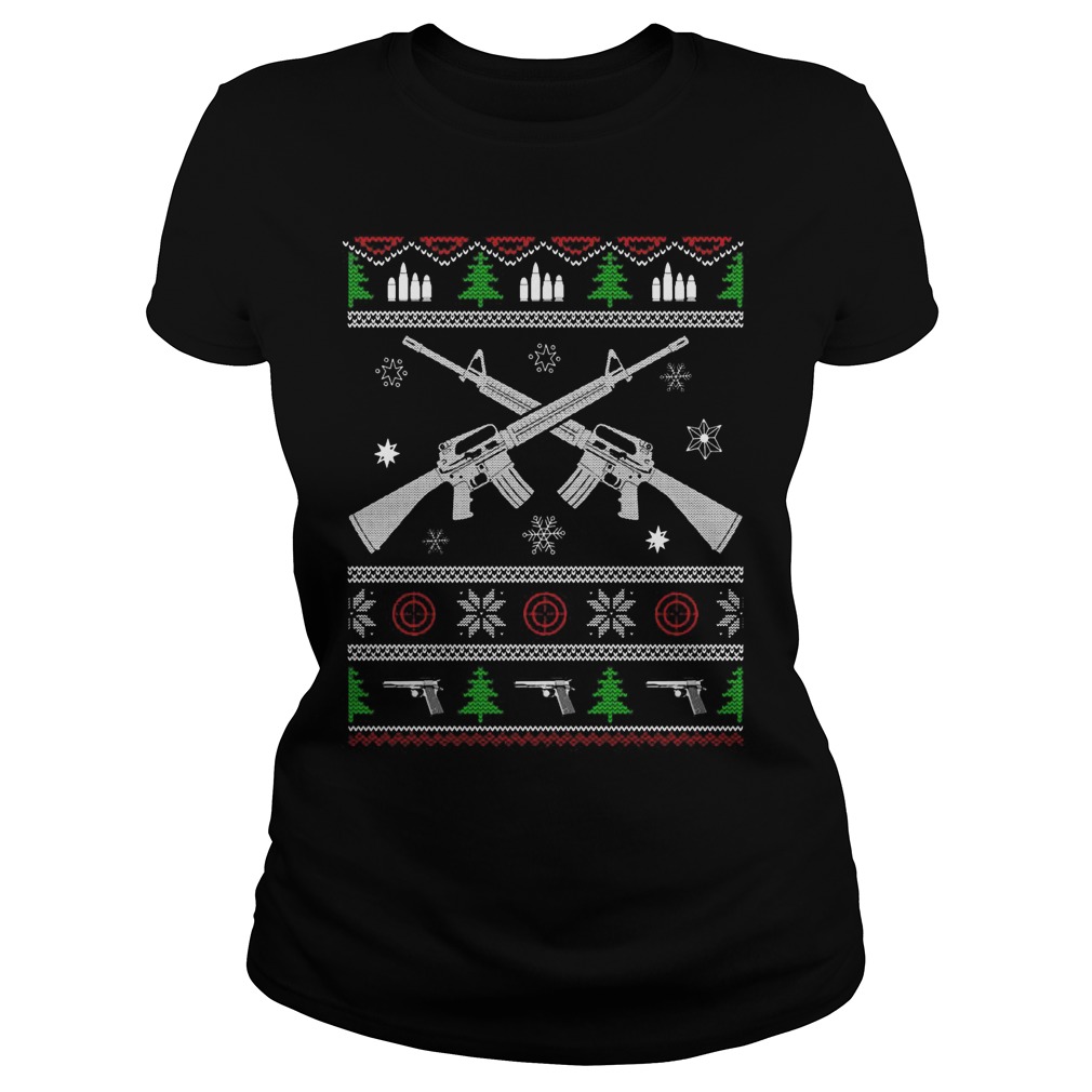 Want Rifle Guns Christmas Ladies Tee
