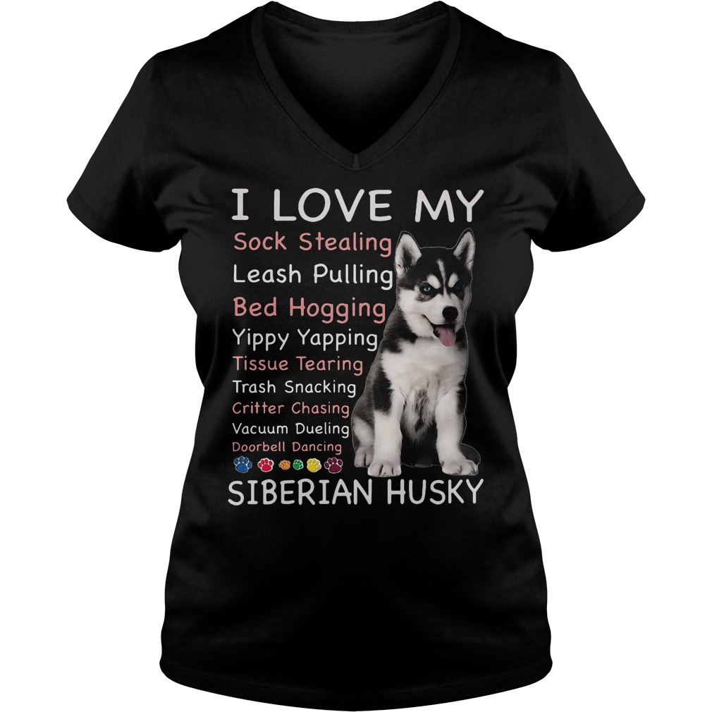 I Love My Siberian Husky V Neck