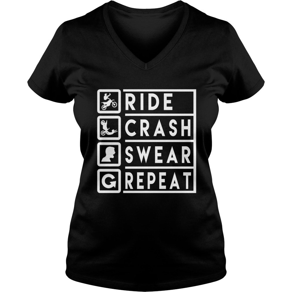 Ride Crash Swear Repeat V Neck