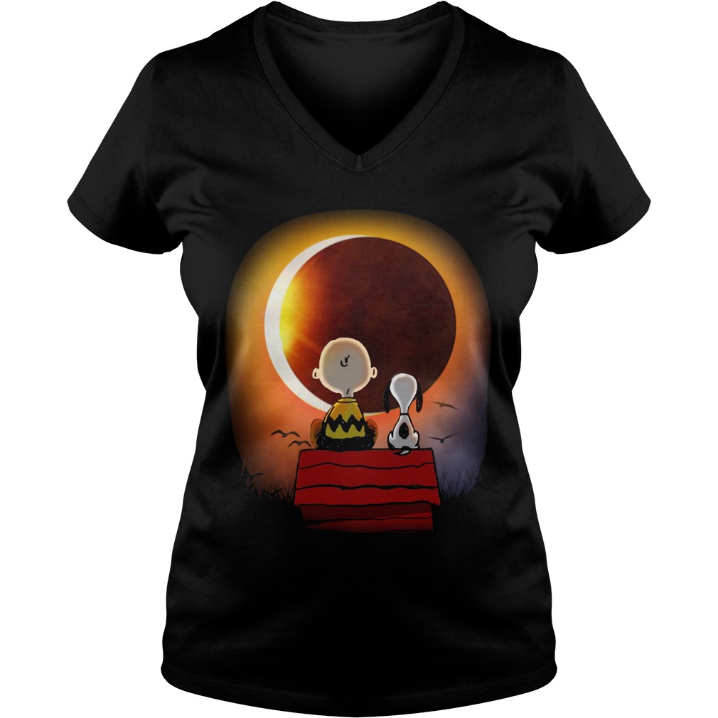 Charlie Brown Snoopy Red Moon Vneck