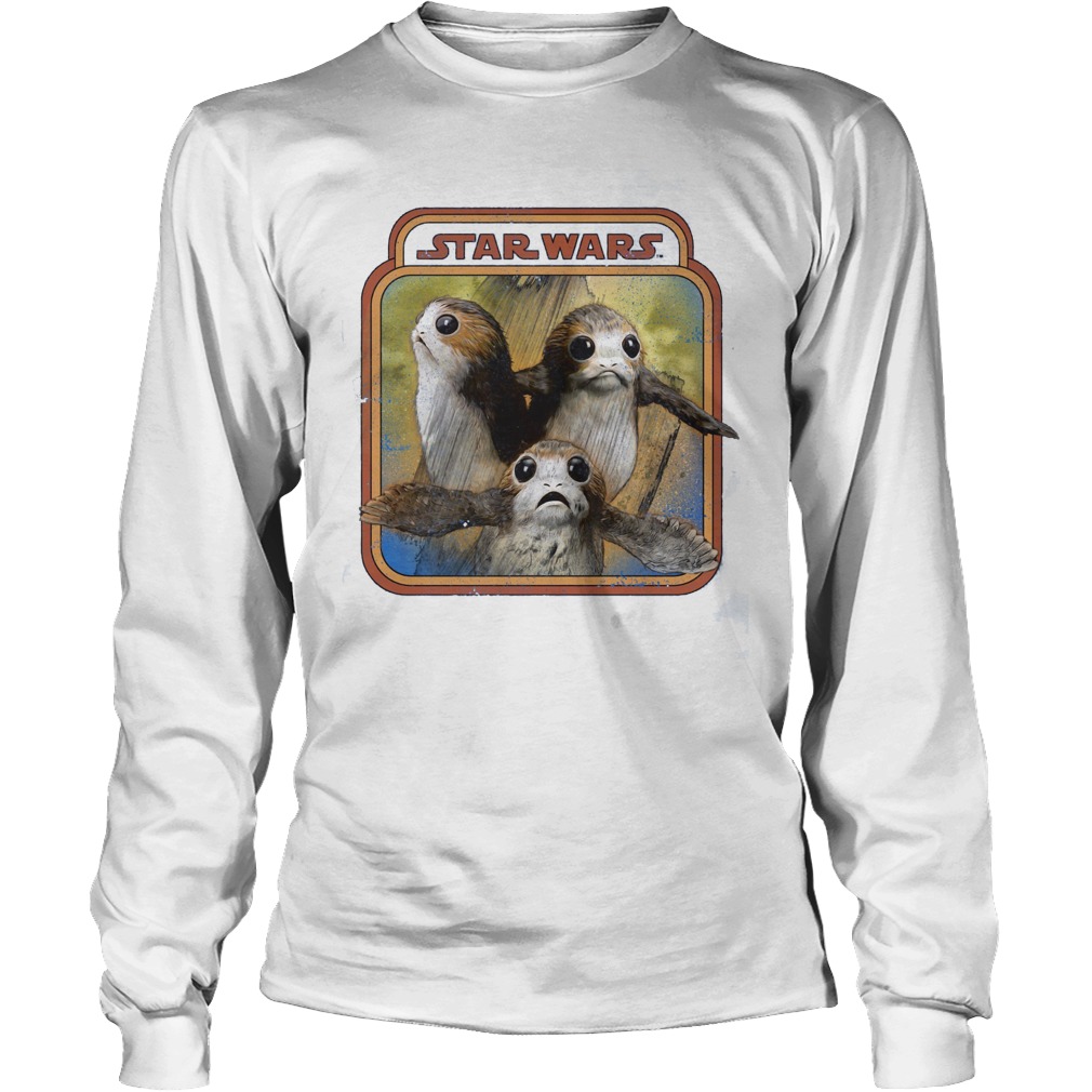 Star Wars Last Jedi Porg Triplets Retro Box Graphic Longsleeve
