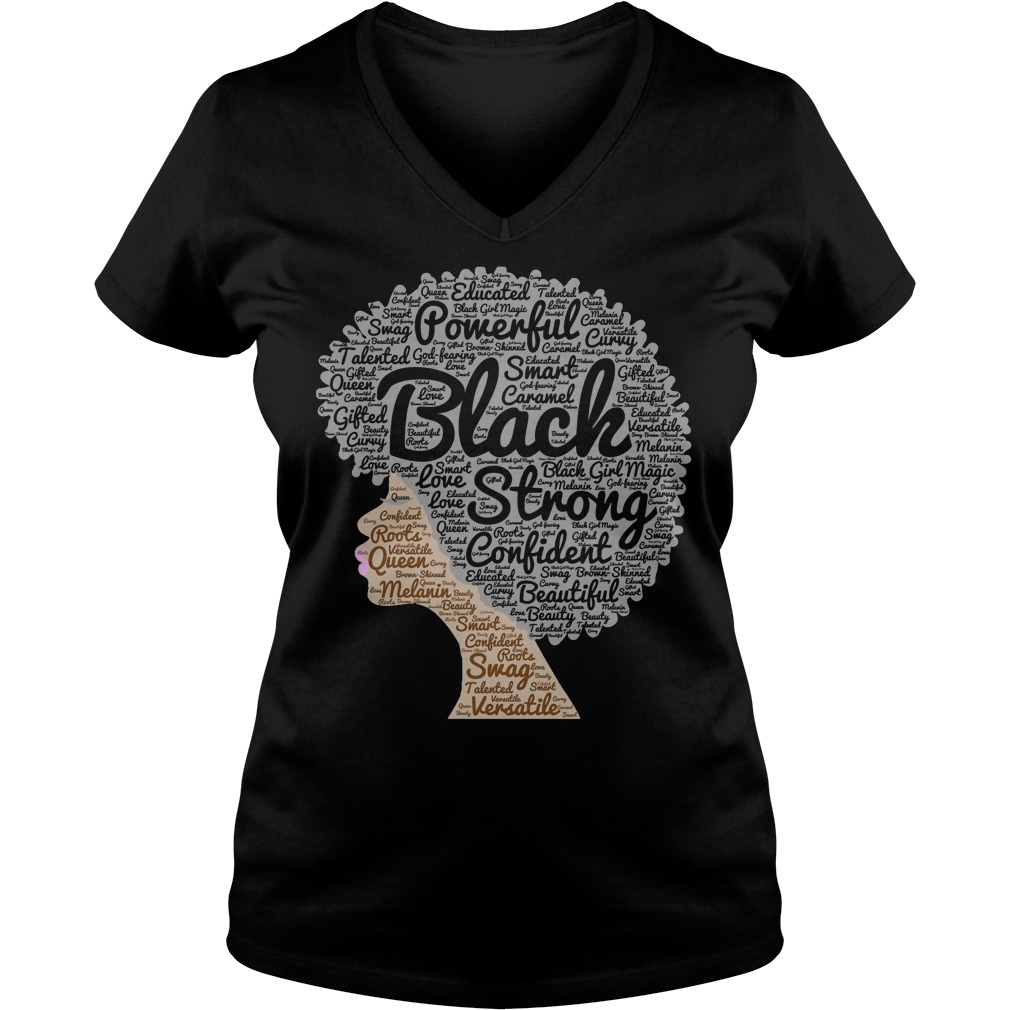 Black History Month Afro Word Art Natural Hair V Neck