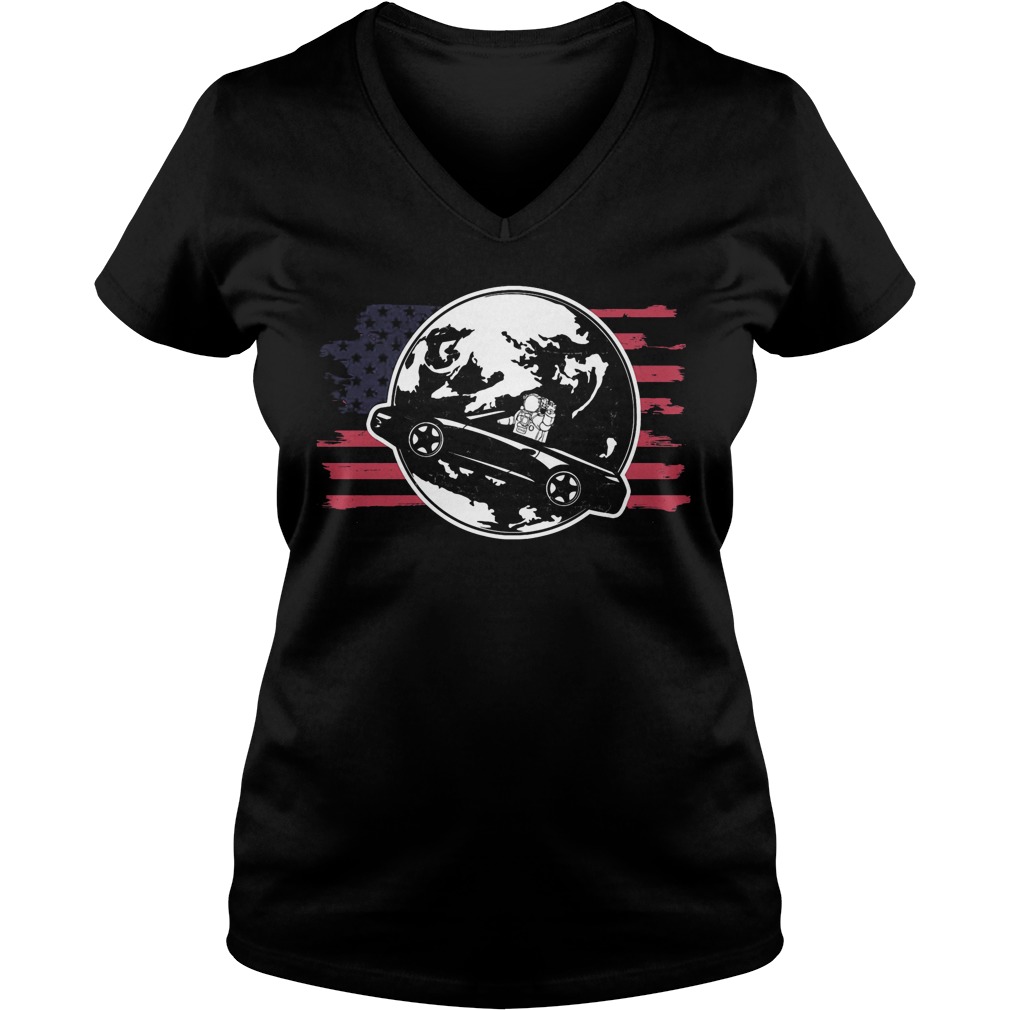 Distressed American Space Race Astronaut V Neck