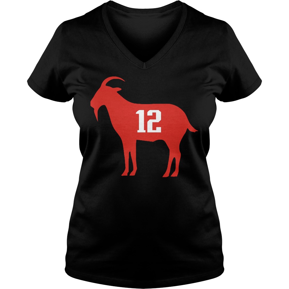 Goat Tom Brady 12 Ladies Vneck