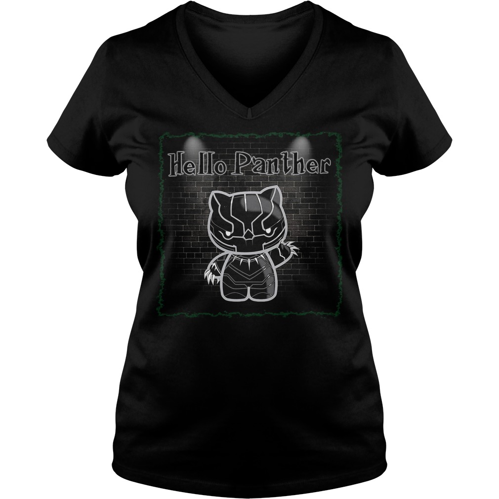 Hello Panther Black Panther Hello Kitty Ladies Vneck
