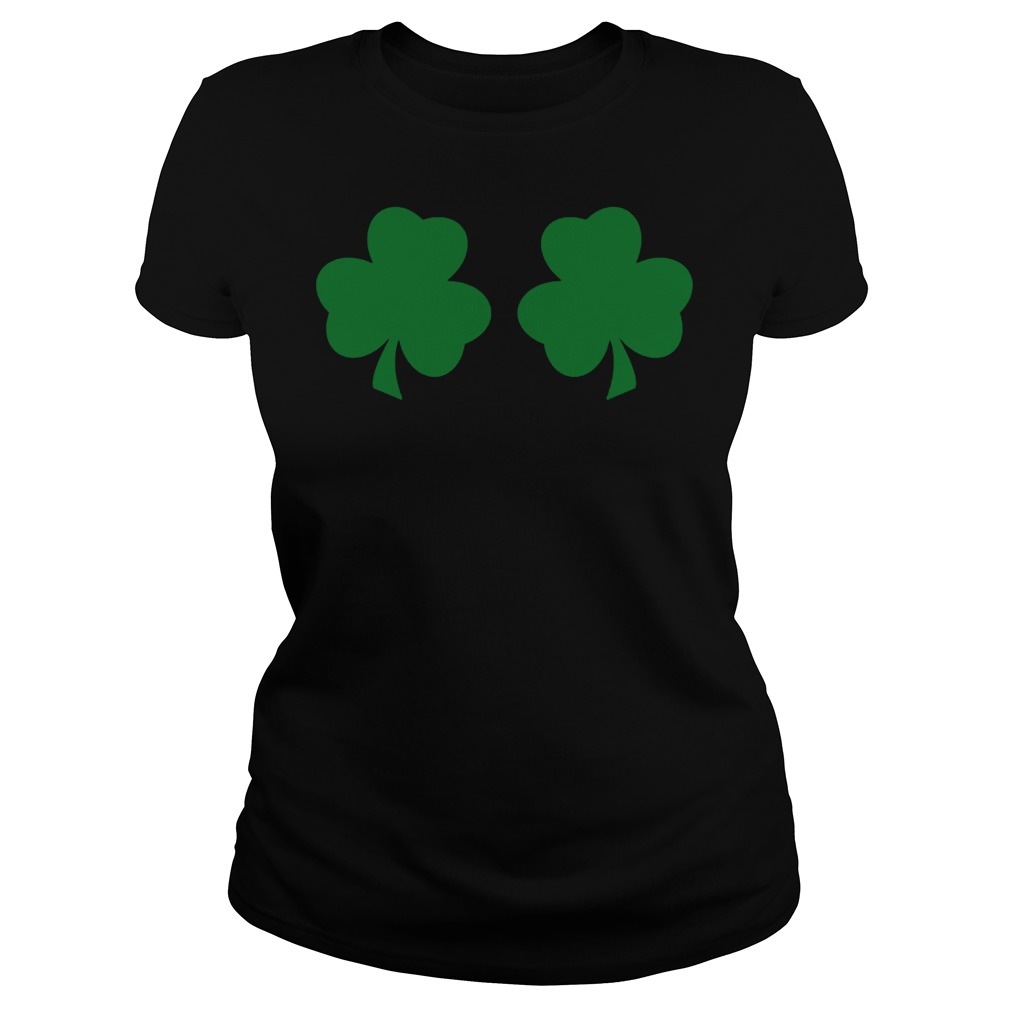 Irish Shamrock Boobs Funny Ladies Tee