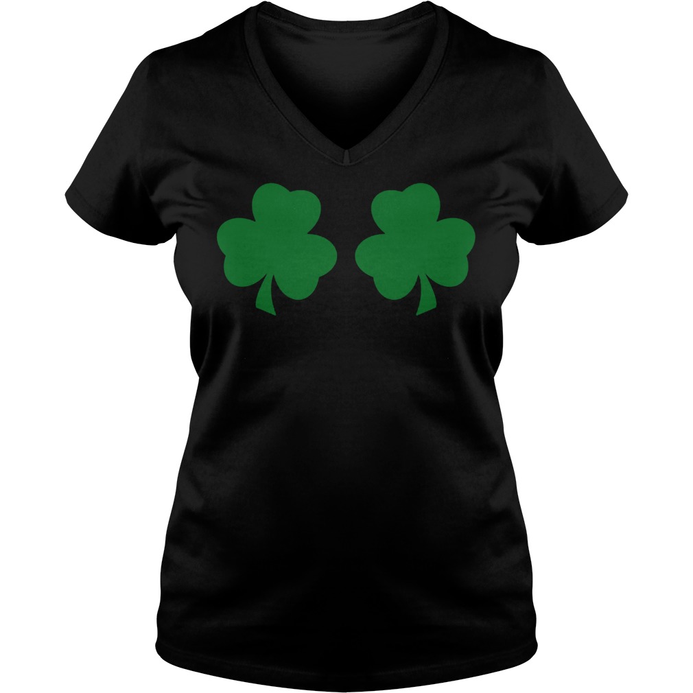 Irish Shamrock Boobs Funny Ladies Vneck