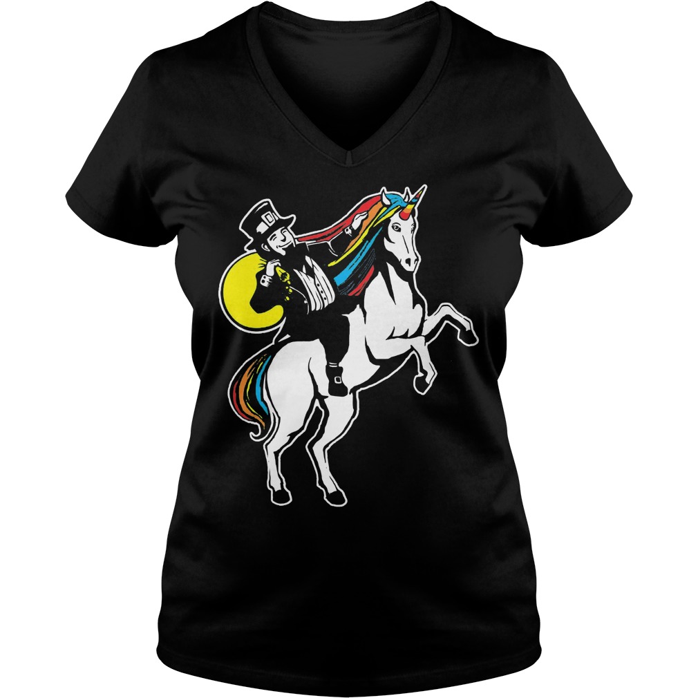 Lepricorn Leprechaun Riding Unicorn St Patricks Day V Neck