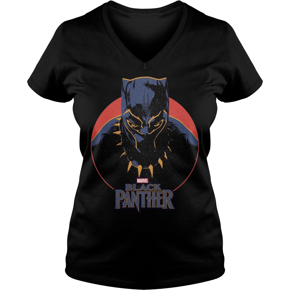 Marvel Black Panther Movie Retro Circle Portrait V Neck