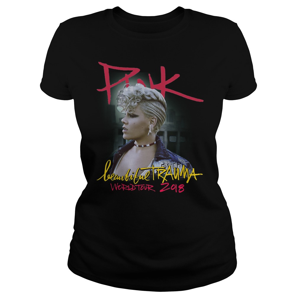 Pink Beautiful Trauma Ladies Tee