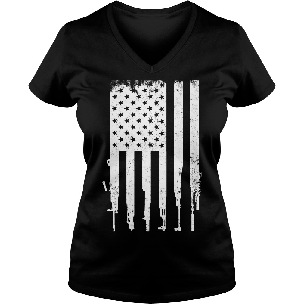 Rifle America Gun Flag Ladies Vneck