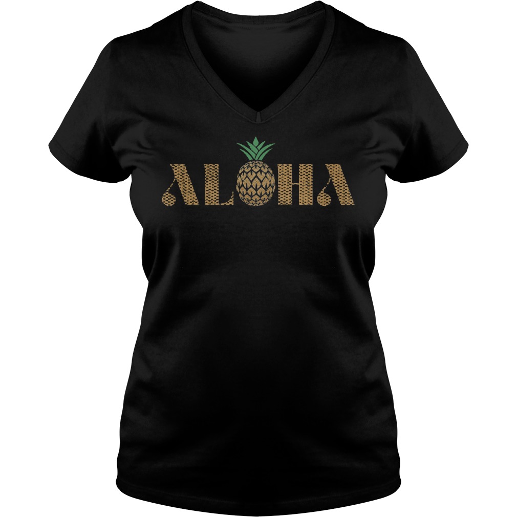 Vintage Aloha Pineapple V Neck