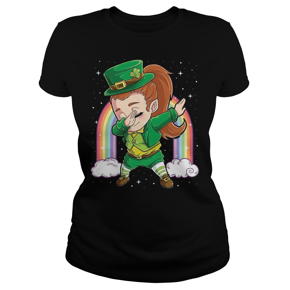 Women Dabbing Leprechaun St Patrick Day Ladies Tee