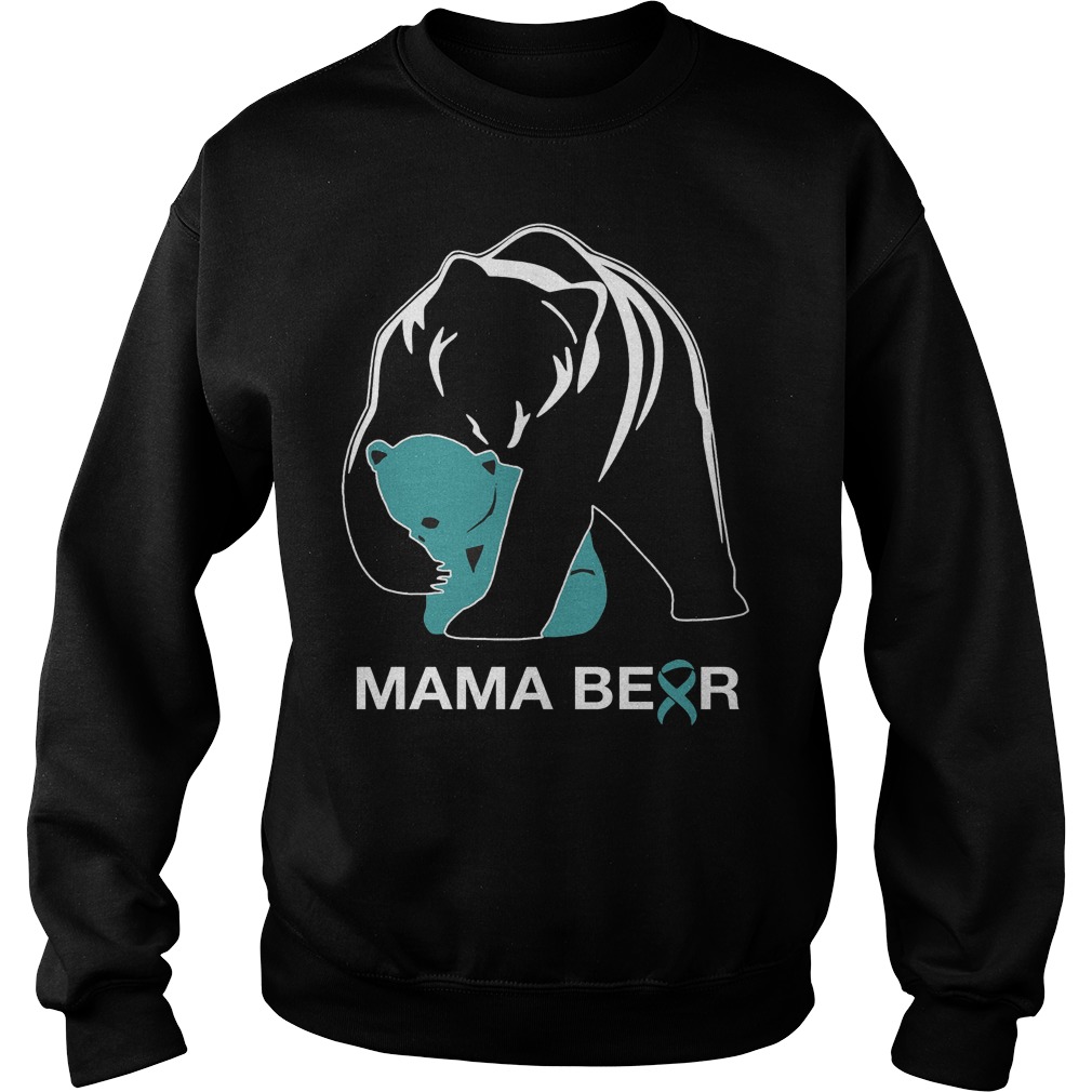 Mama Bear Teal Ribbon Sweater