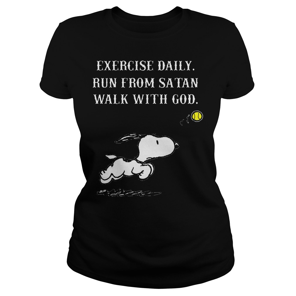 Snoopy Exercise Daily Run From Satan Walk With God Ladies