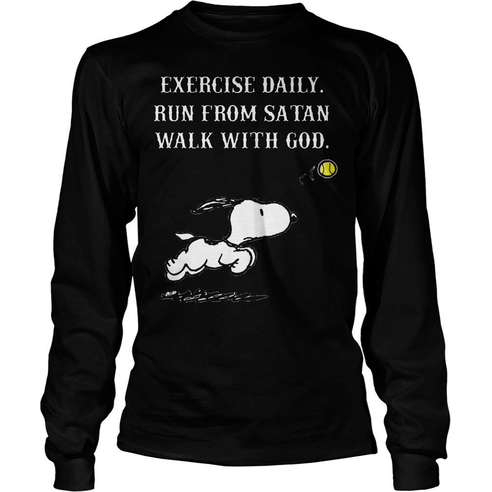 Snoopy Exercise Daily Run From Satan Walk With God Longsleeve
