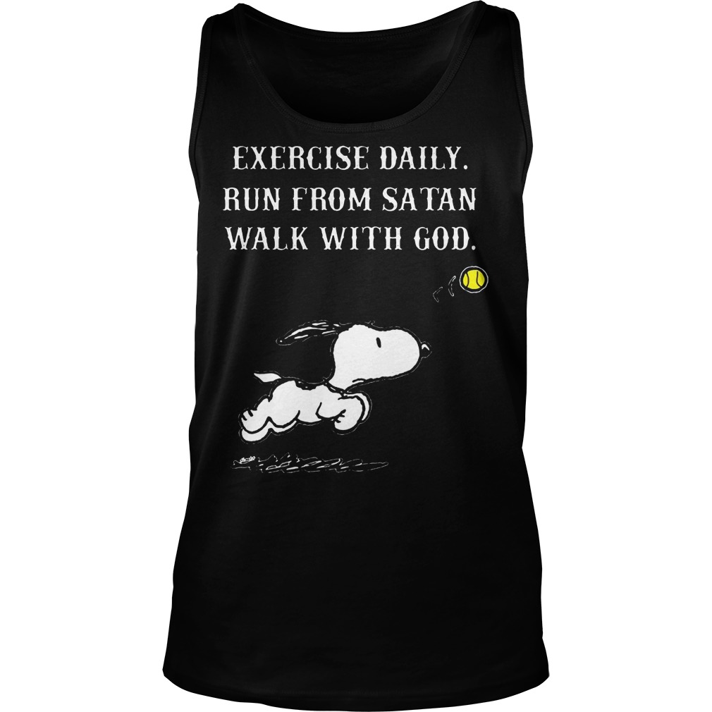 Snoopy Exercise Daily Run From Satan Walk With God Tanktop