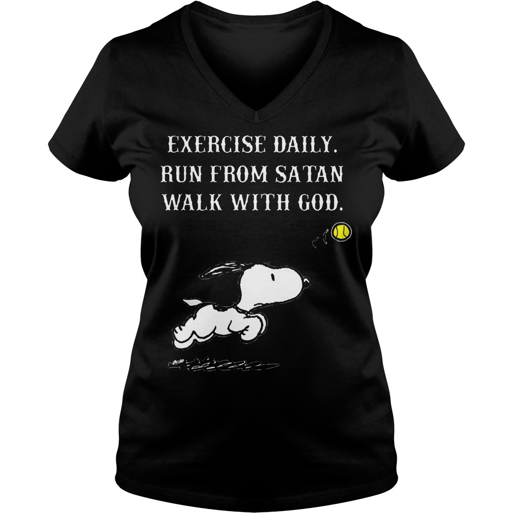 Snoopy Exercise Daily Run From Satan Walk With God V Neck