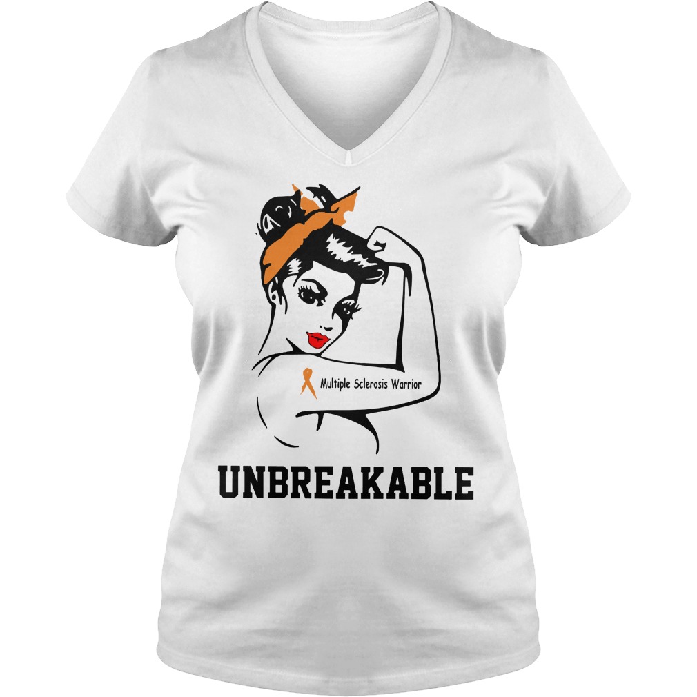 Breast Cancer Multiple Sclerosis Warrior Unbreakable V Neck