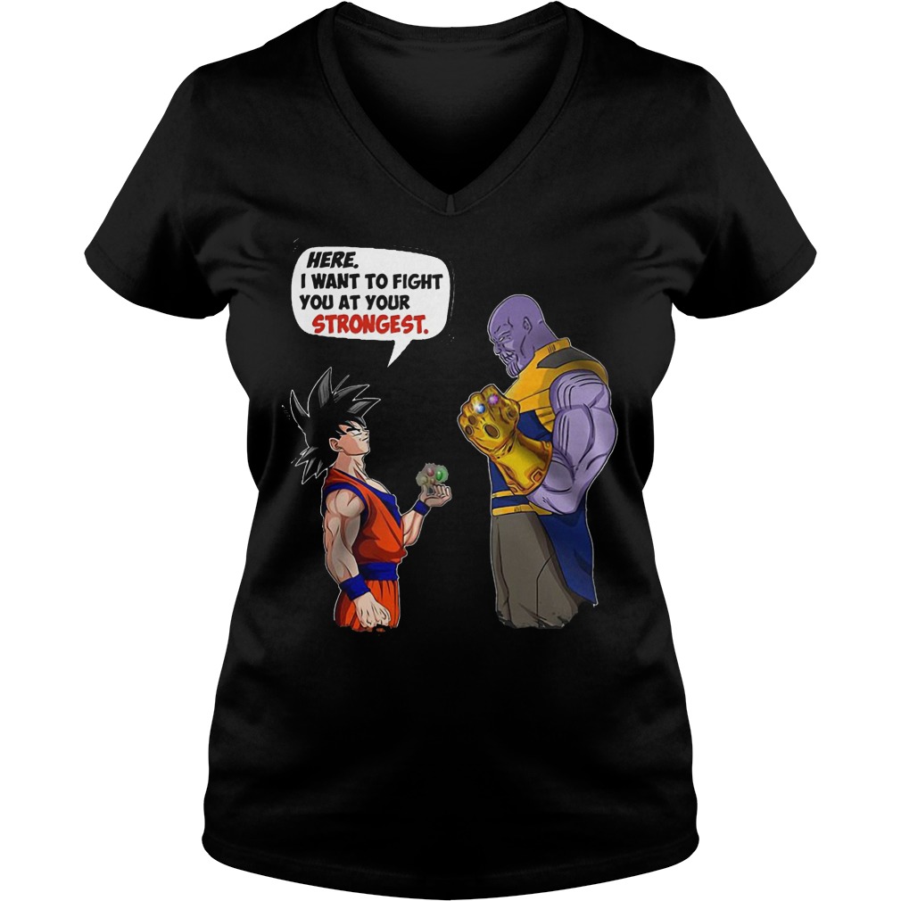 Goku And Thanos Here I Want To Fight Your Strongest V Neck