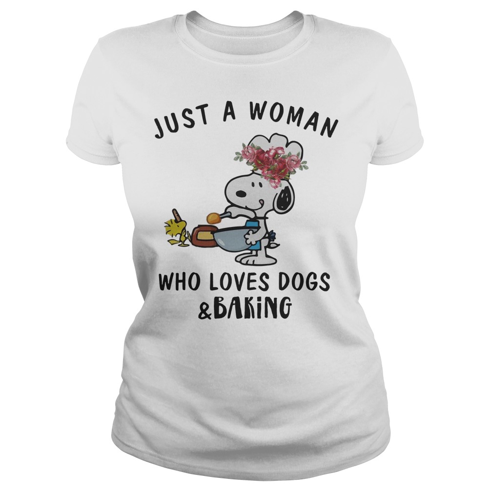 Snoopy Just A Woman Who Loves Dogs And Baking Ladies Tee