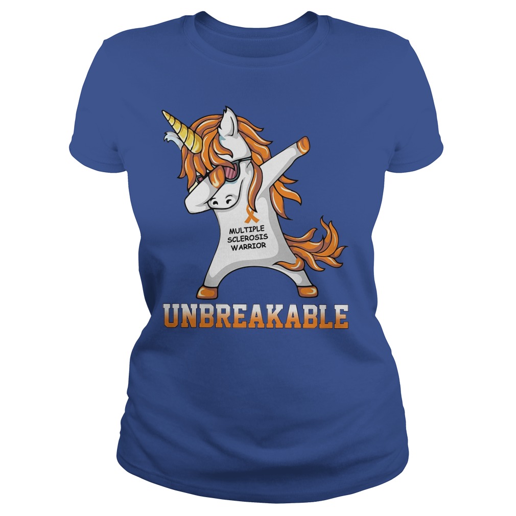 Unicorn Dabing Multiple Sclerosis Warrior Unbreakable Ladies