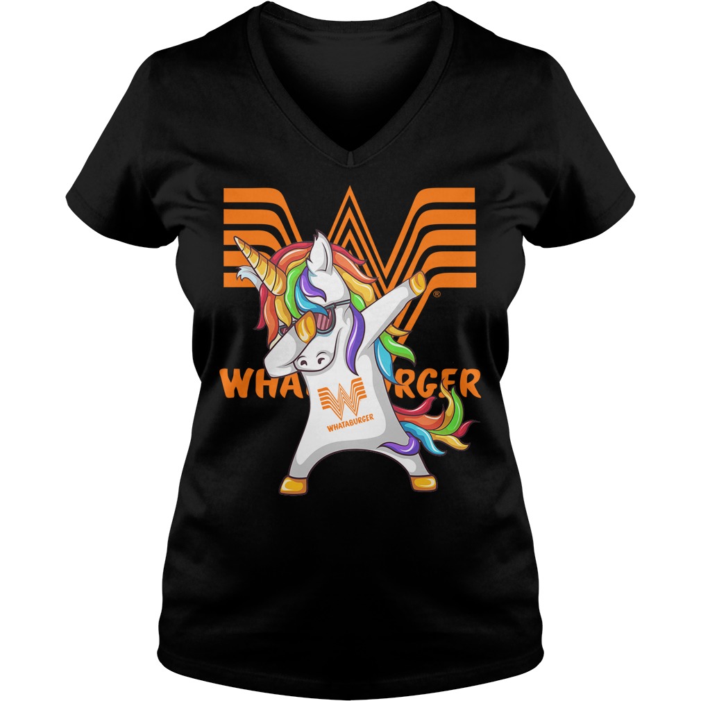Unicorn Whataburger Dabbing V Neck