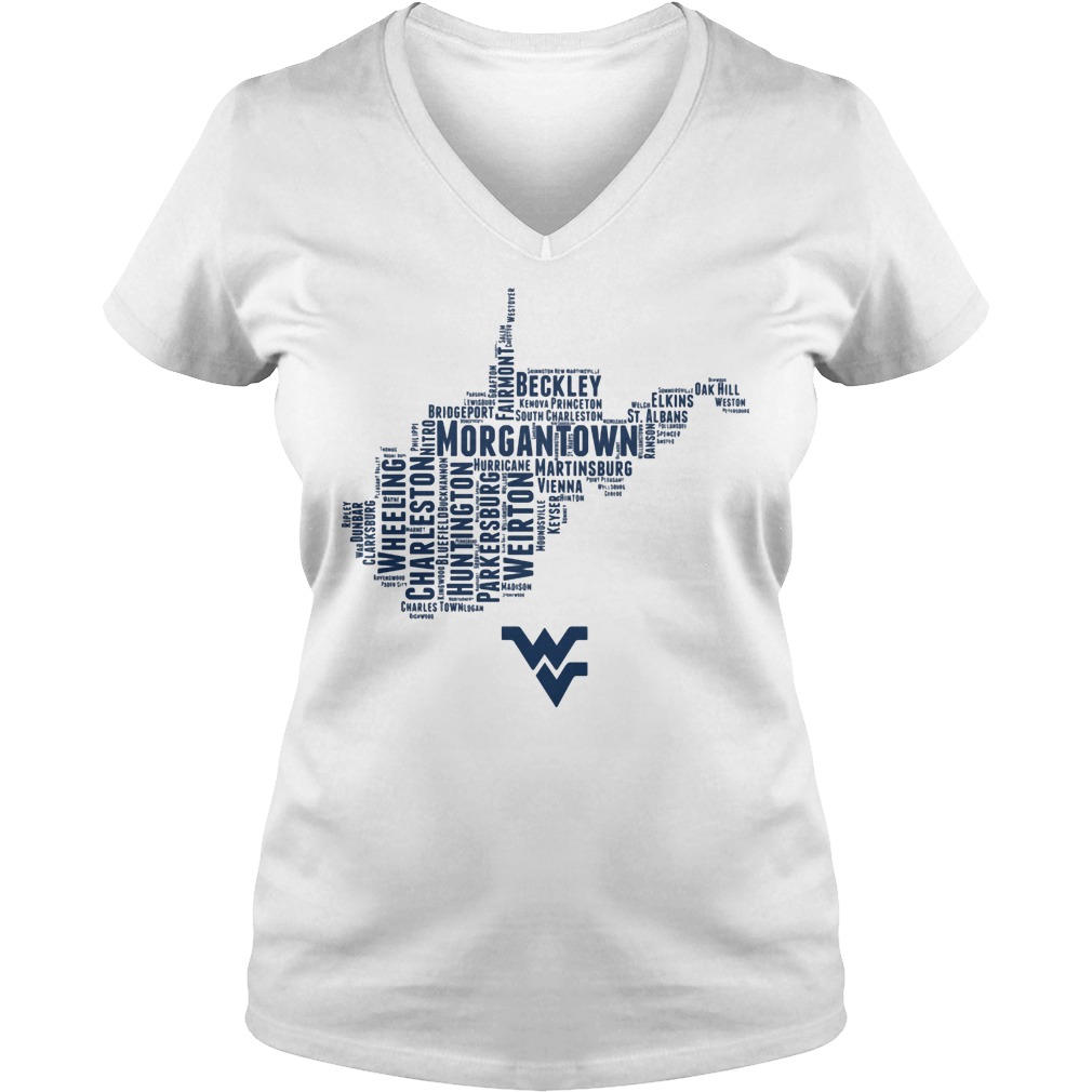 West Viginia Mountaineers All The Great Towns That Make Up Our Beautiful State V Neck