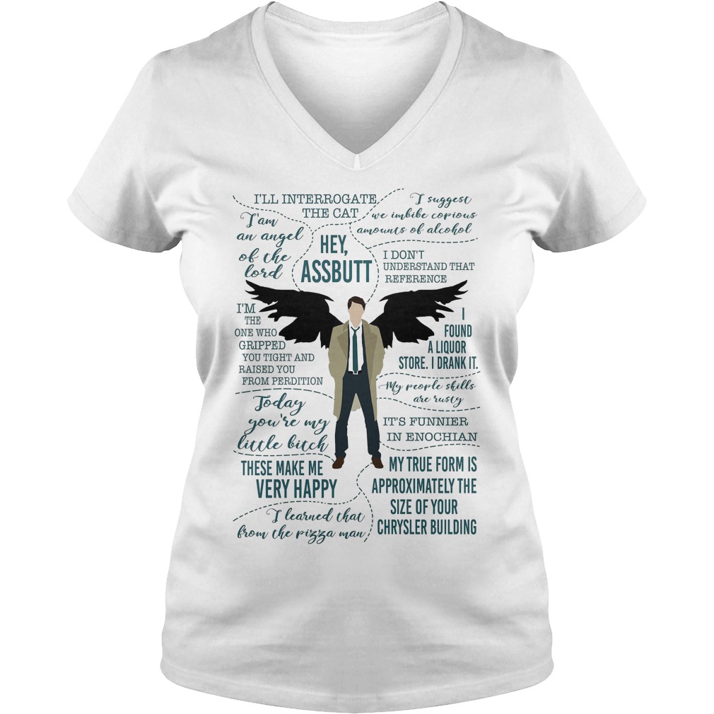 Castiel Supernatural Ill Interrogate The Cat Hey Assbutt V Neck