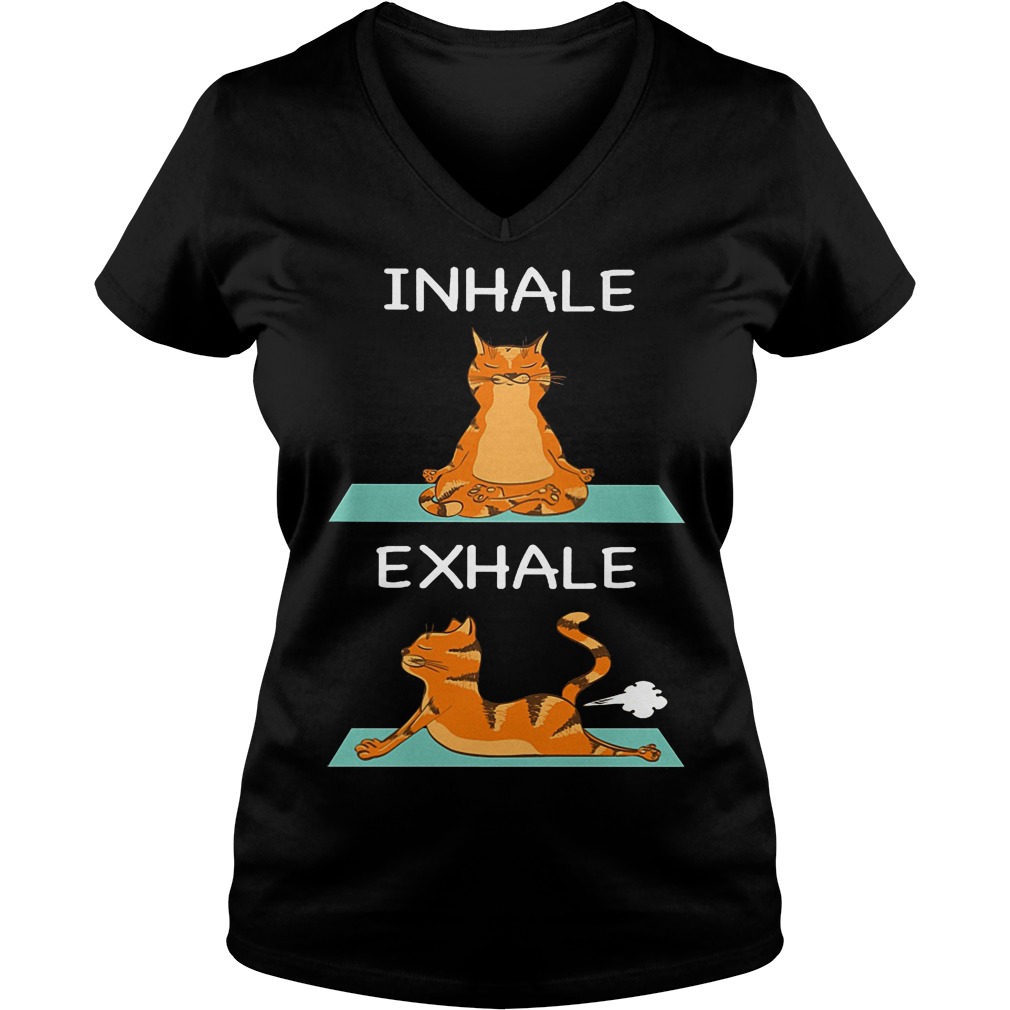 Cat Yoga Inhale And Exhale V Neck