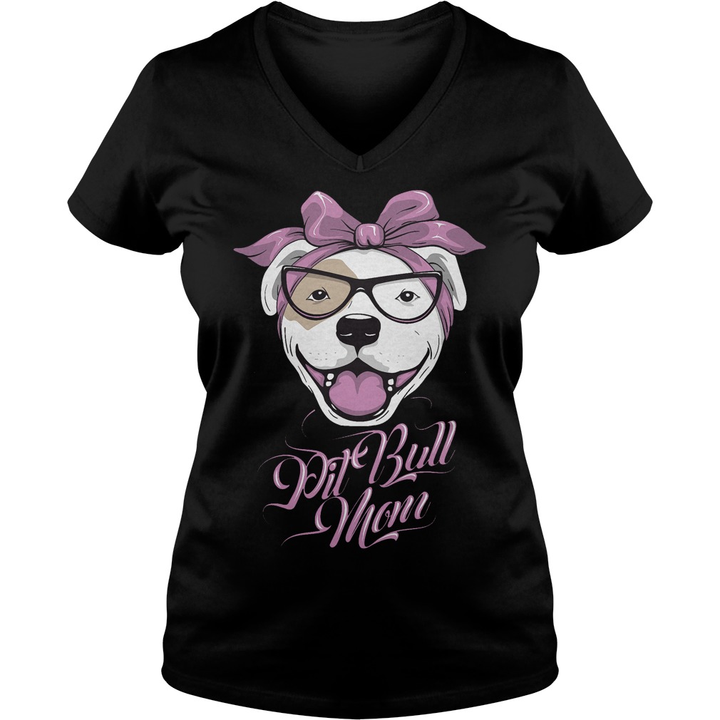 Cute Pit Bull Mom V Neck